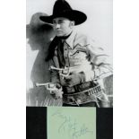 Tex Ritter signed Autograph Album page plus Black and White Photo10x8 Inch. Good condition. All