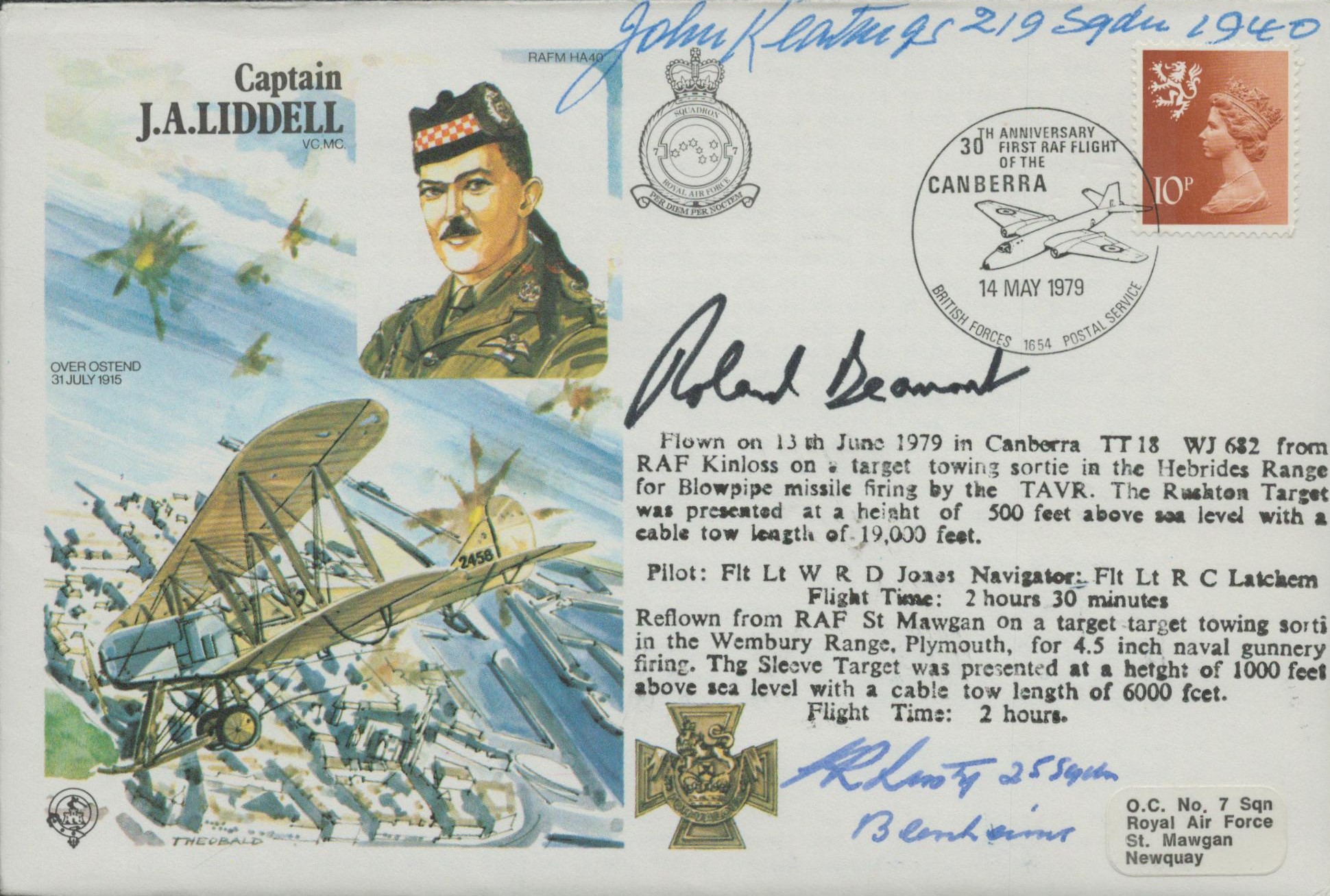 WW2 Battle of Britain fighter aces treble signed Capt Liddell VC Historic aviators cover. Signed