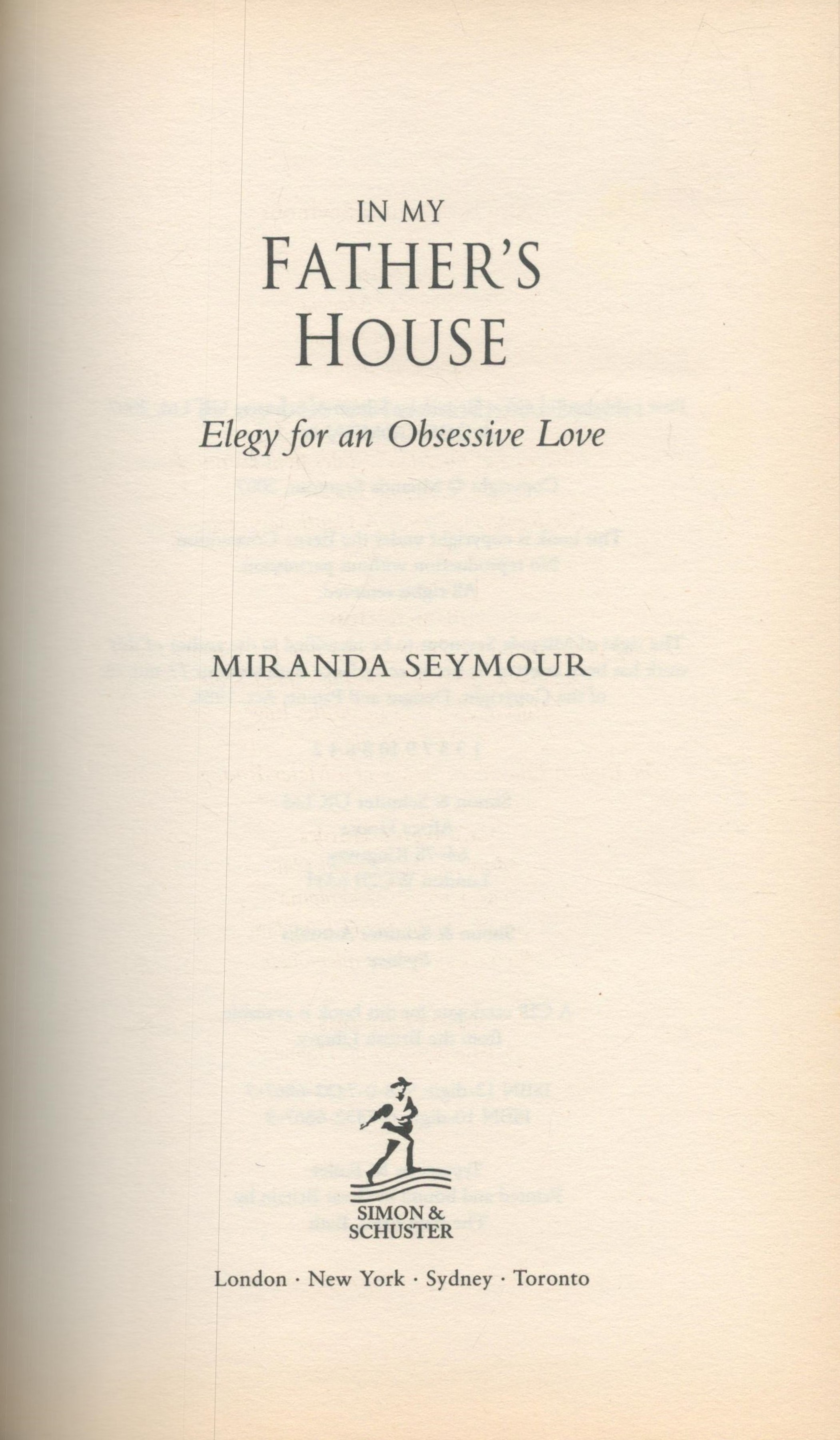 Miranda Seymour In My Father's House 2007 first edition hardback Unsigned book. Est. Good condition. - Image 2 of 3