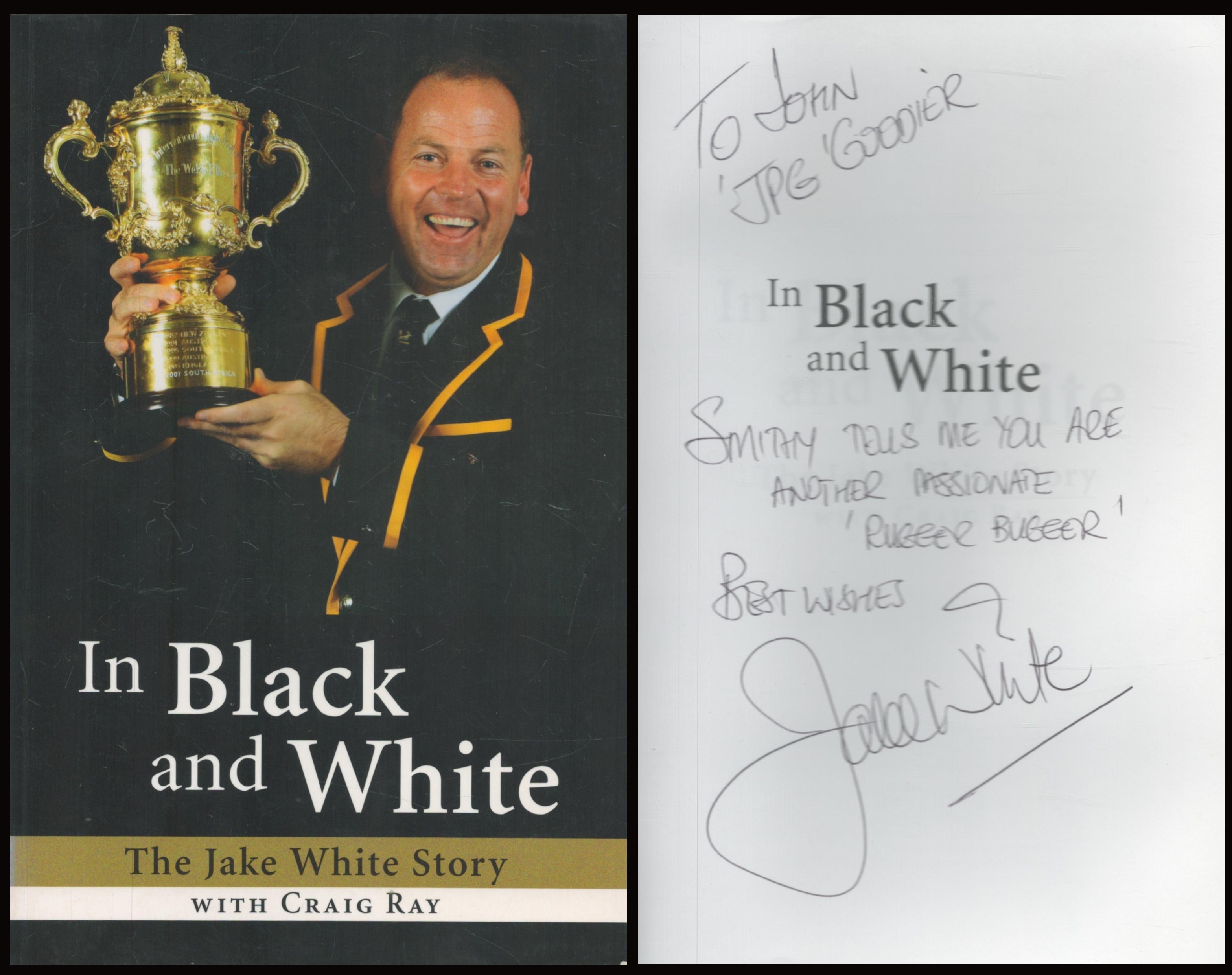 Jake White signed Paperback Book Title In Black and White 'The Jake White Story with Craig Ray'.