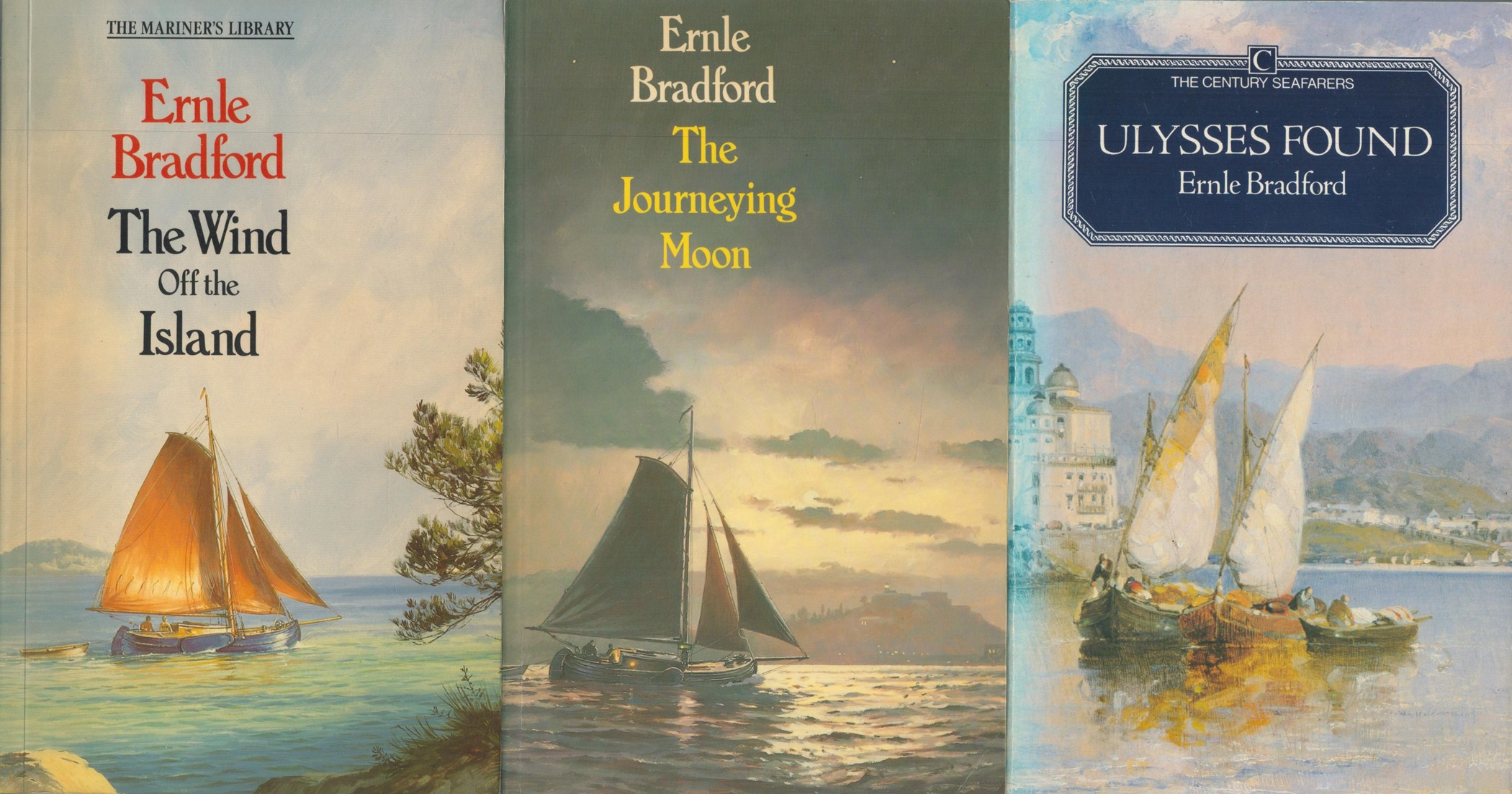 3 x Softback Books by Ernle Bradford The Wind off the Island / Ulysses Found / The Journeying Moon