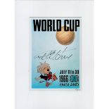 Football Legend Sir Geoff Hurst Signed World Cup Willie Colour Poster 27/66. Mounted