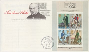 Rowland Hill signed FDC London 1980 International Stamp Exhibition. Four stamps plus double post