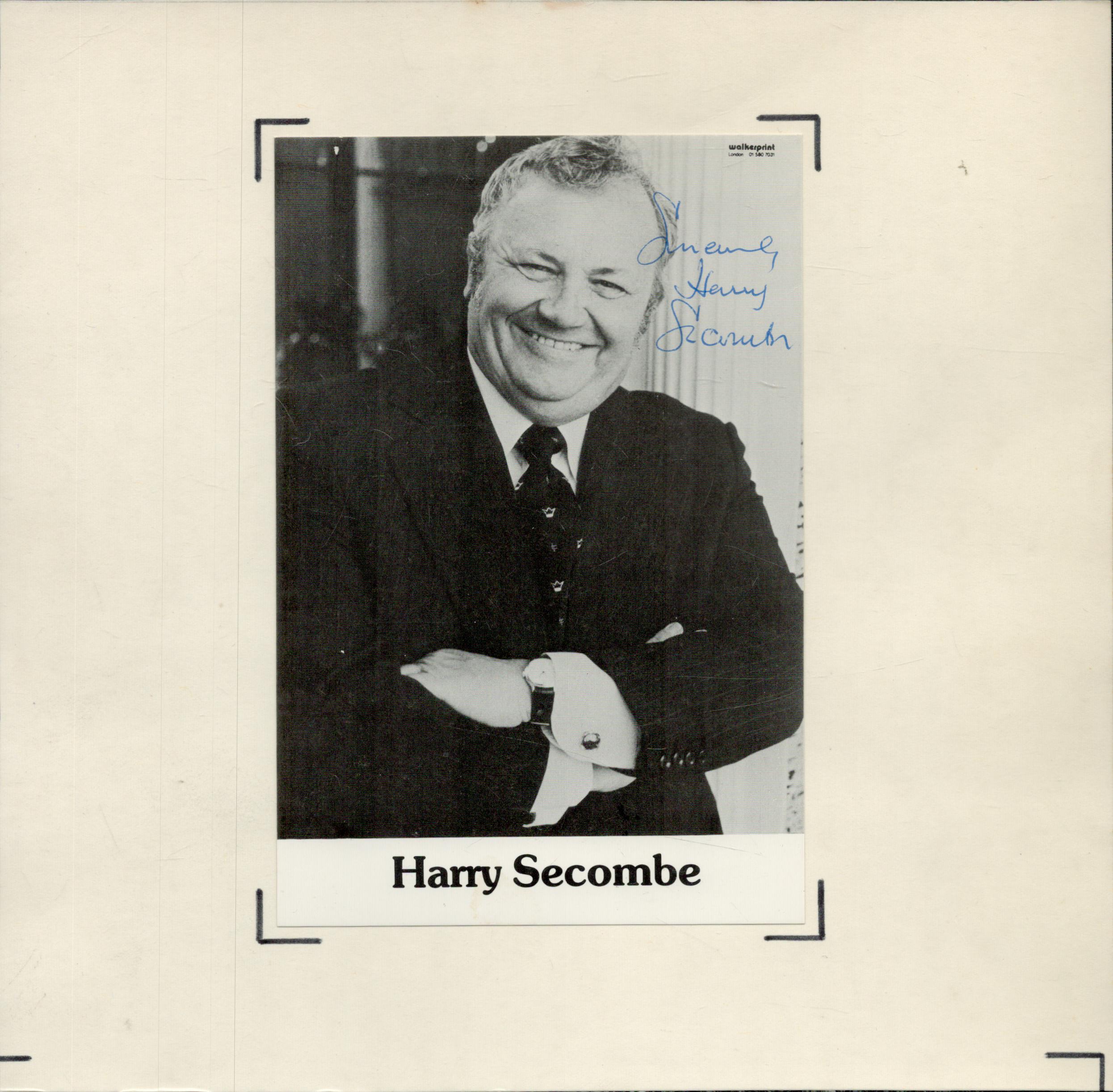 Sir Harry Secombe, CBE signed Promo Black and White Photo 6x4 Inch fixed onto card overall size 8.