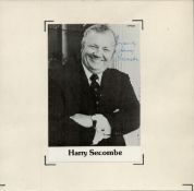 Sir Harry Secombe, CBE signed Promo Black and White Photo 6x4 Inch fixed onto card overall size 8.