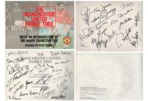 The Manchester United Family Tree multi signed book such as Bill Foulkes, Nobby Stiles, Lou