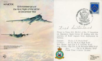 WW2 Dambuster Fred Sutherland signed HP Victor Bomber cover. Sutherland was the front gunner in
