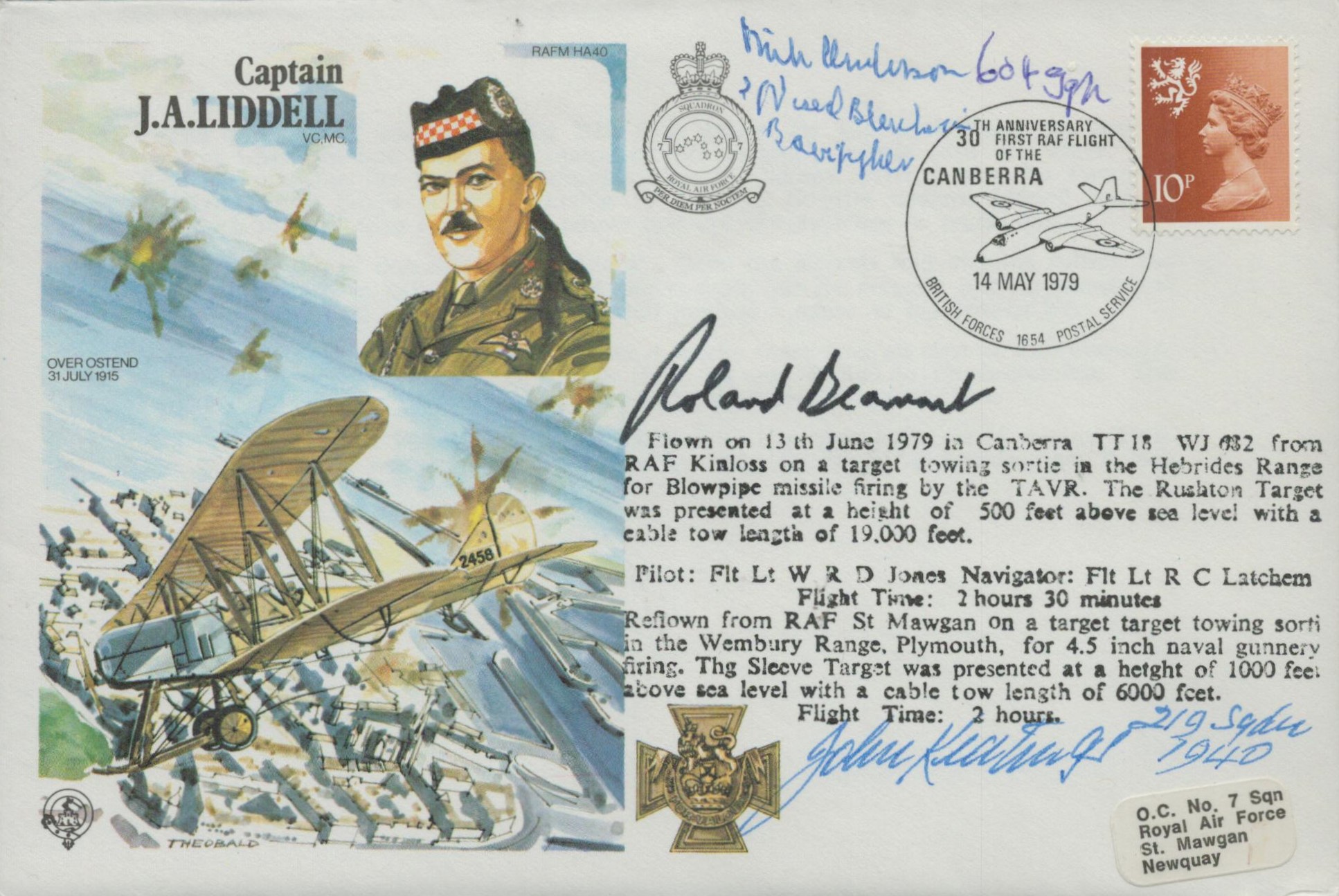 WW2 Battle of Britain fighter aces treble signed Capt Liddell VC Historic aviators cover. Signed