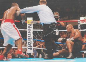 Danny Williams signed upset victory against Mike Tyson, 12 inch by 16 inch colour print. Mike