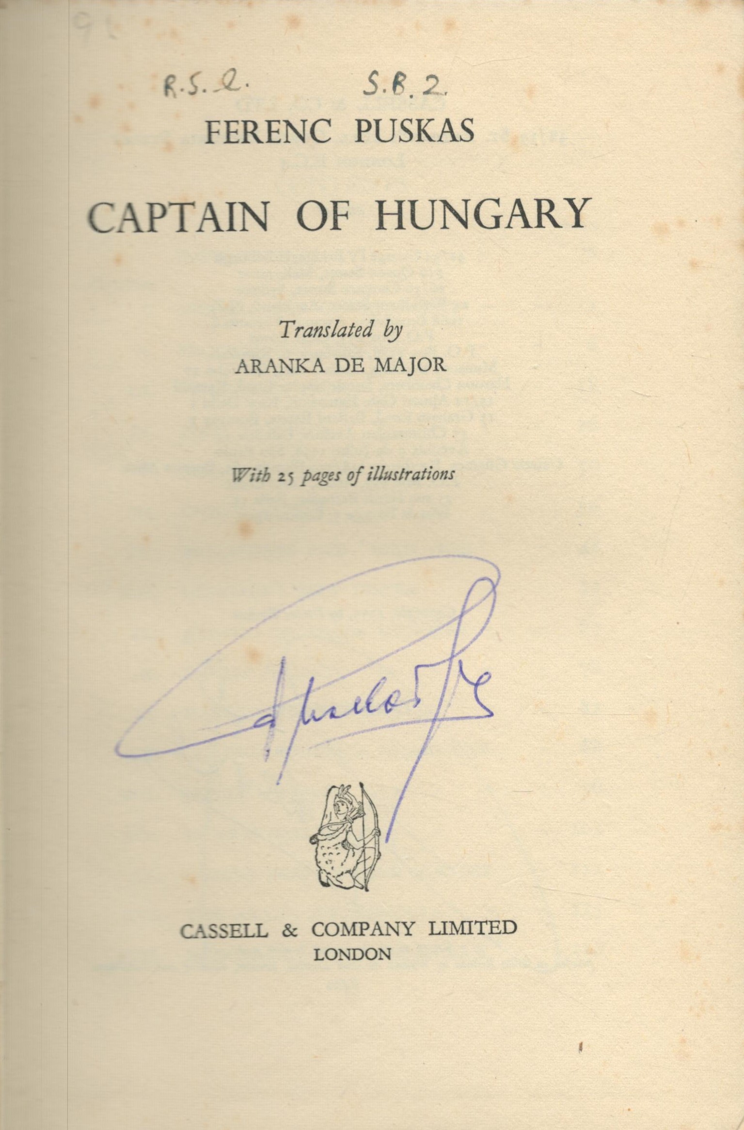 Ferenc Pukas signed Captain Of Hungary by Ferenc Pukas first edition hardback book. Good - Image 2 of 3