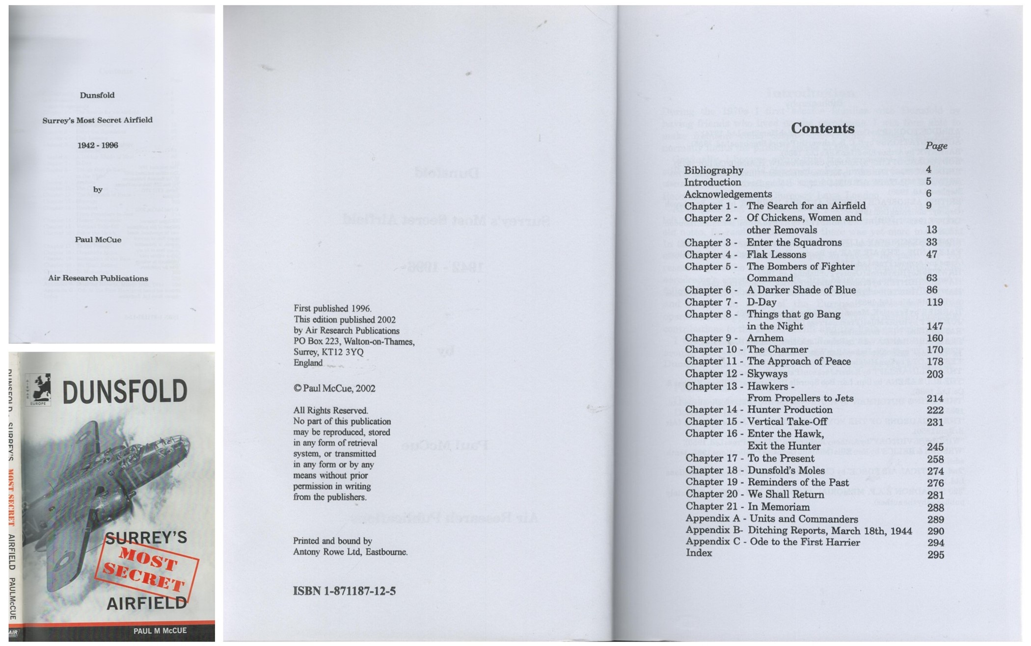 Dunsfold: Surrey's most secret airfield, 1942-1992 by Paul McCue. Softback. Published in 2002.