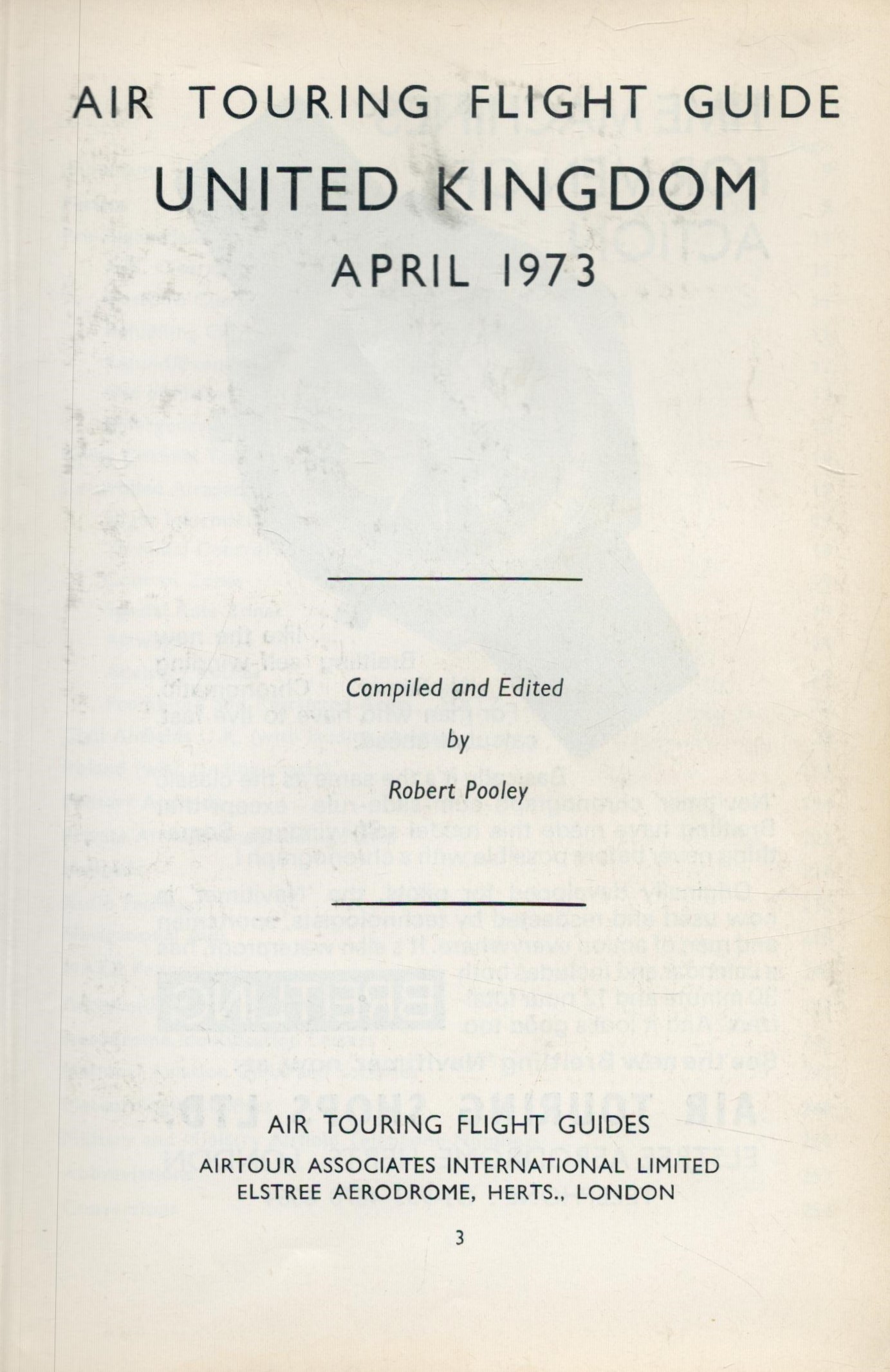 Robert Pooley Hardback Book titled United Kingdom and Ireland Air touring Flight Guide. 268 pages. - Image 2 of 2