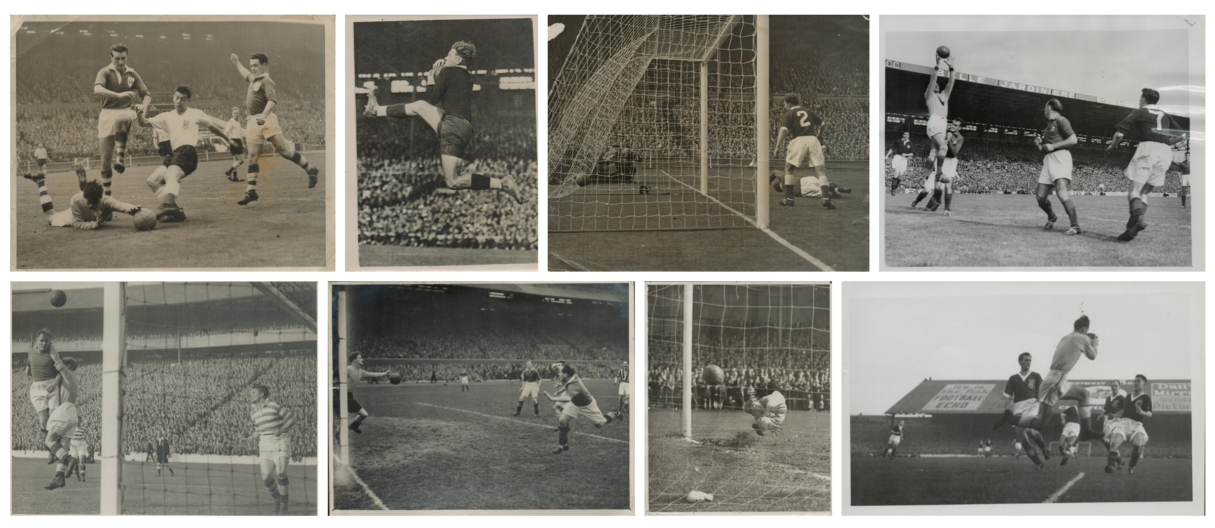 Footballers 8 x Collection of vintage Black and White Photos Unsigned. Various sizes 8x10 Inch/6x4