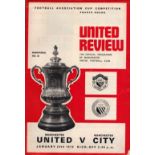 Football Manchester United v Manchester City vintage programme FA Cup Fourth round Old Trafford 24th