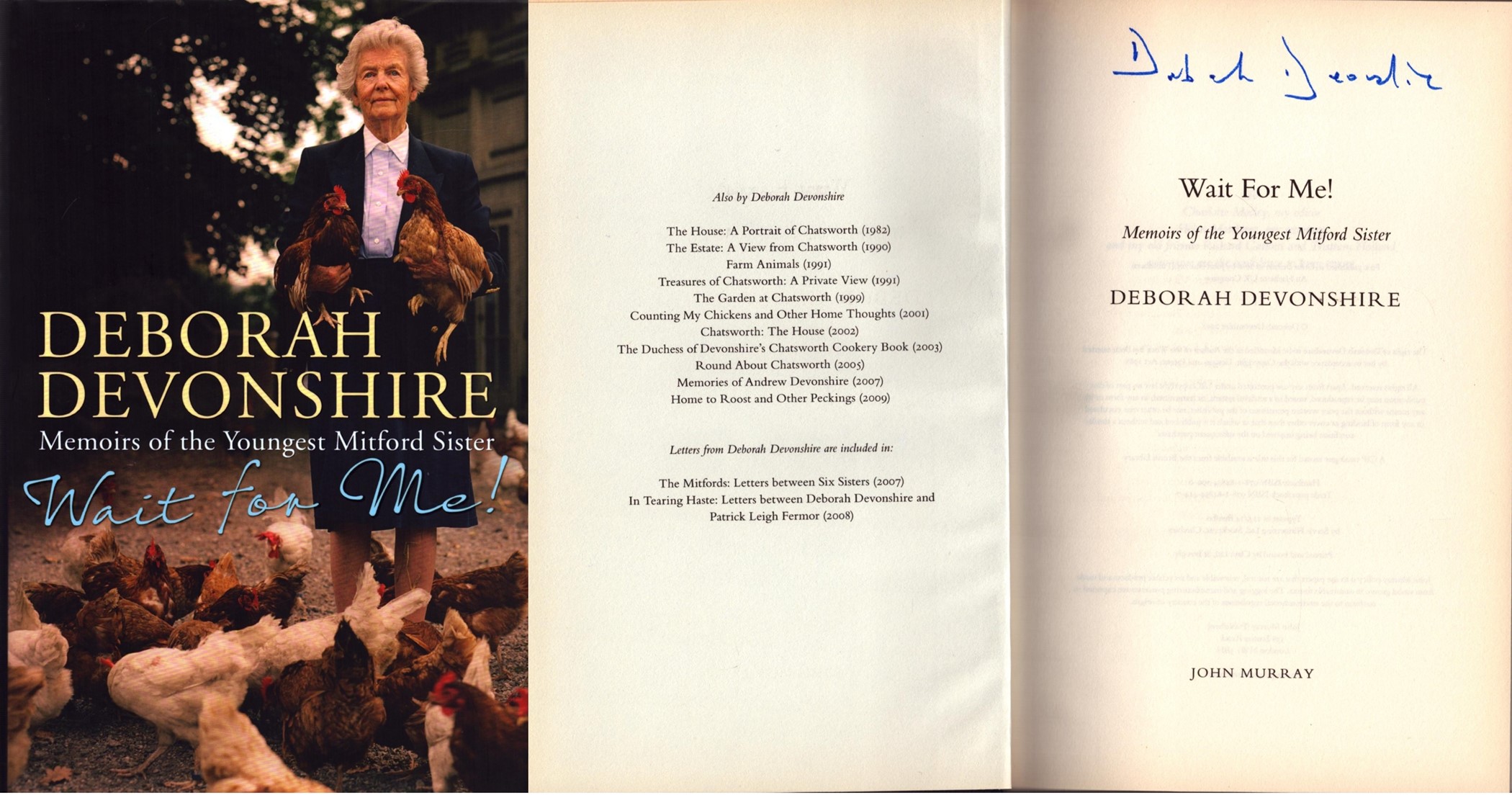 Deborah Devonshire Writer Signed Hardback Book 'Wait For Me! Memoirs Of The Youngest Mitford