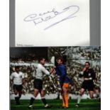 Dave Mackay Signed Card With Spurs Clash With Bremner Photo. Good Condition Est.