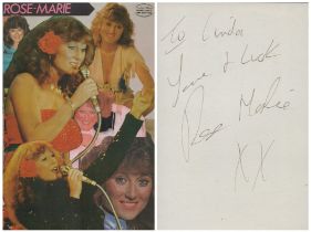 Rose-Marie signed on back of Promo. Colour Photo. 6x4 Inch. Was an American actress, singer,