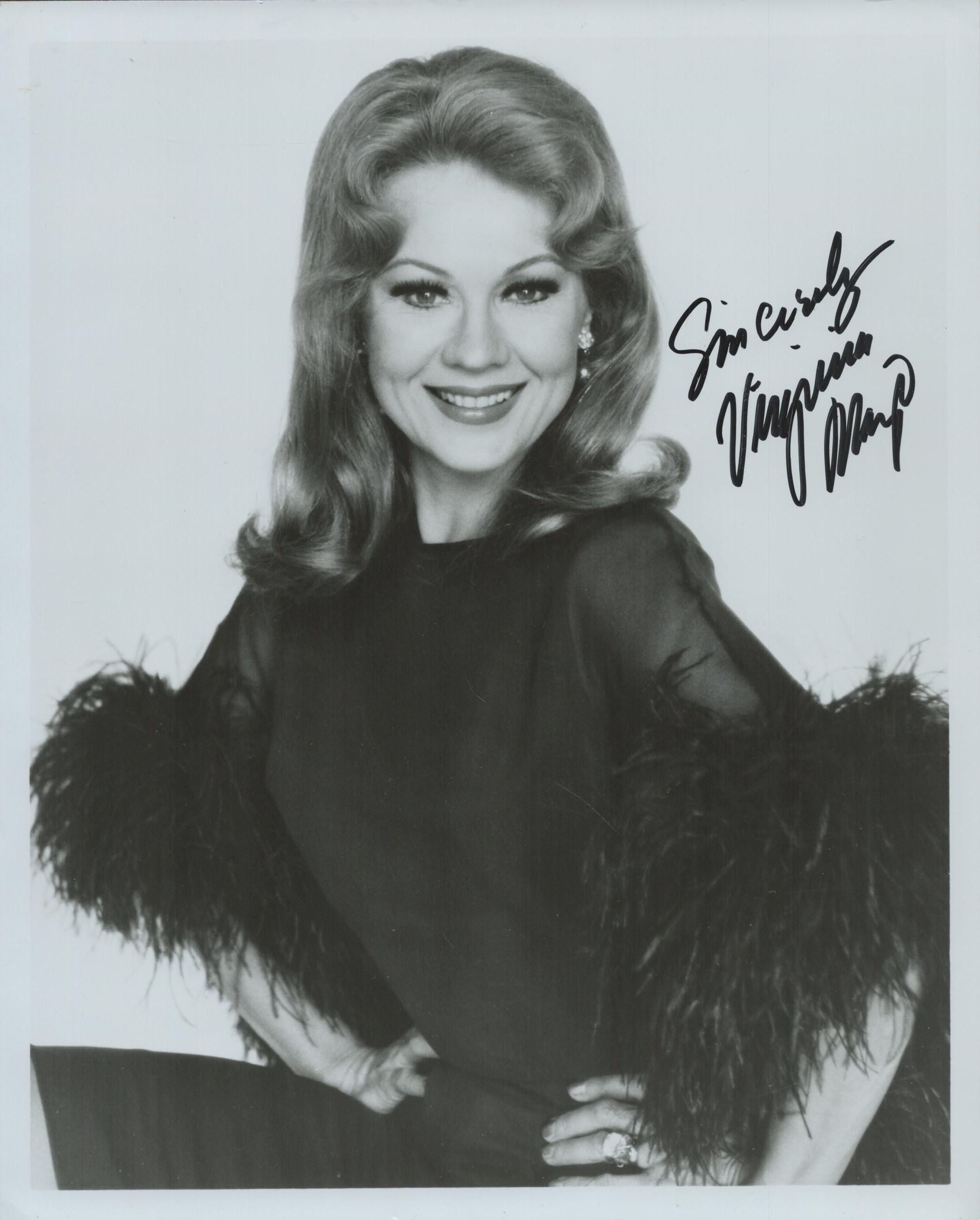 Virginia Mayo signed 10x8 inch black and white photo. Good condition Est.