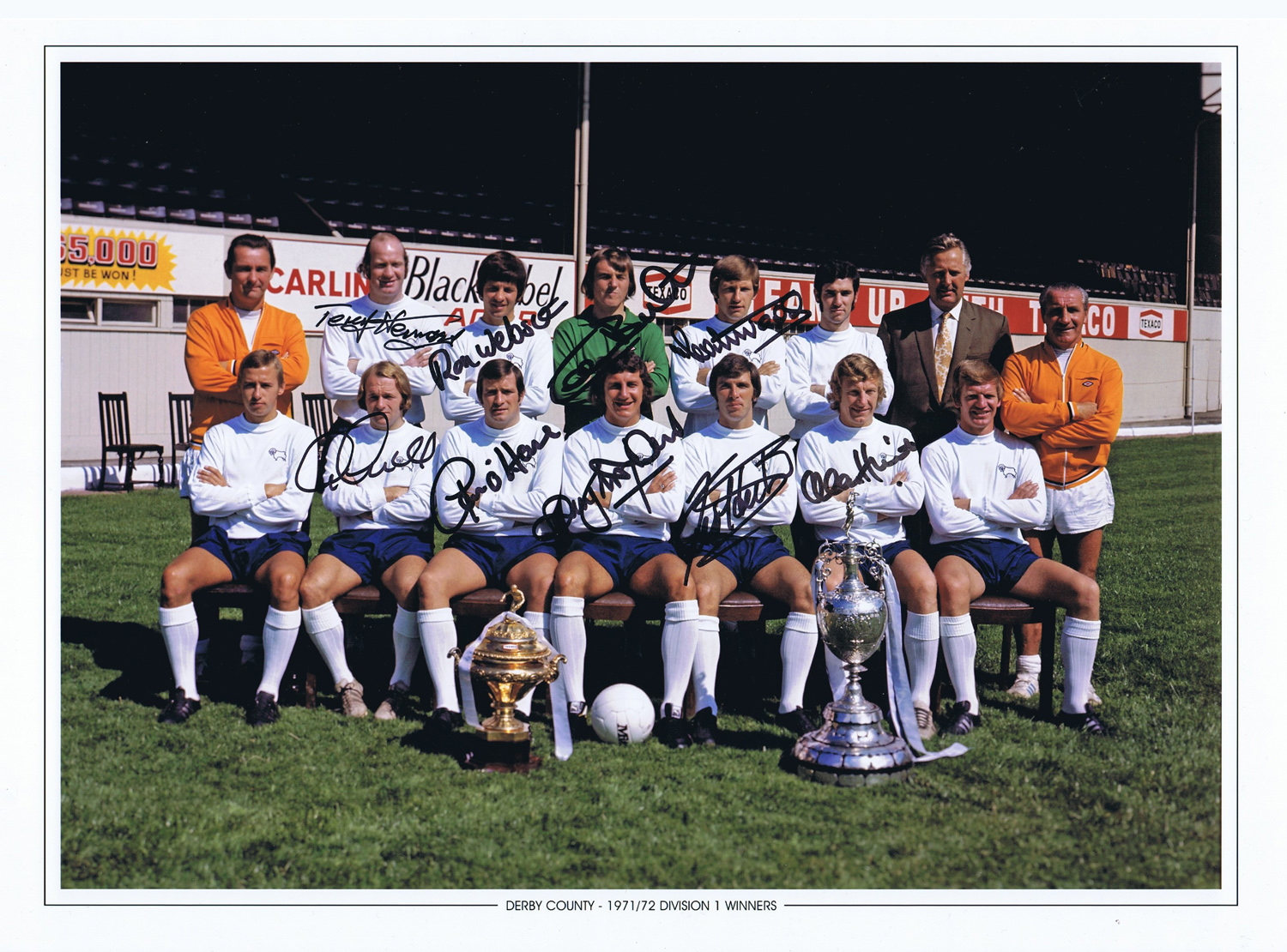 Football Autographed Derby County 1972 Photographic Edition : Col, Measuring 16 X 12 Depicting Derby