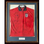 Football England v Argentina 2000 squad multi signed replica shirt 38x30 inch framed and mounted