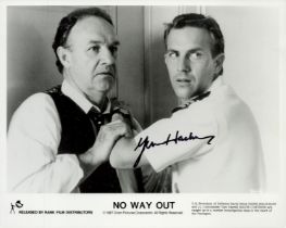 Gene Hackman signed 10x8inch black and white movie still from No way out. Good Condition. All