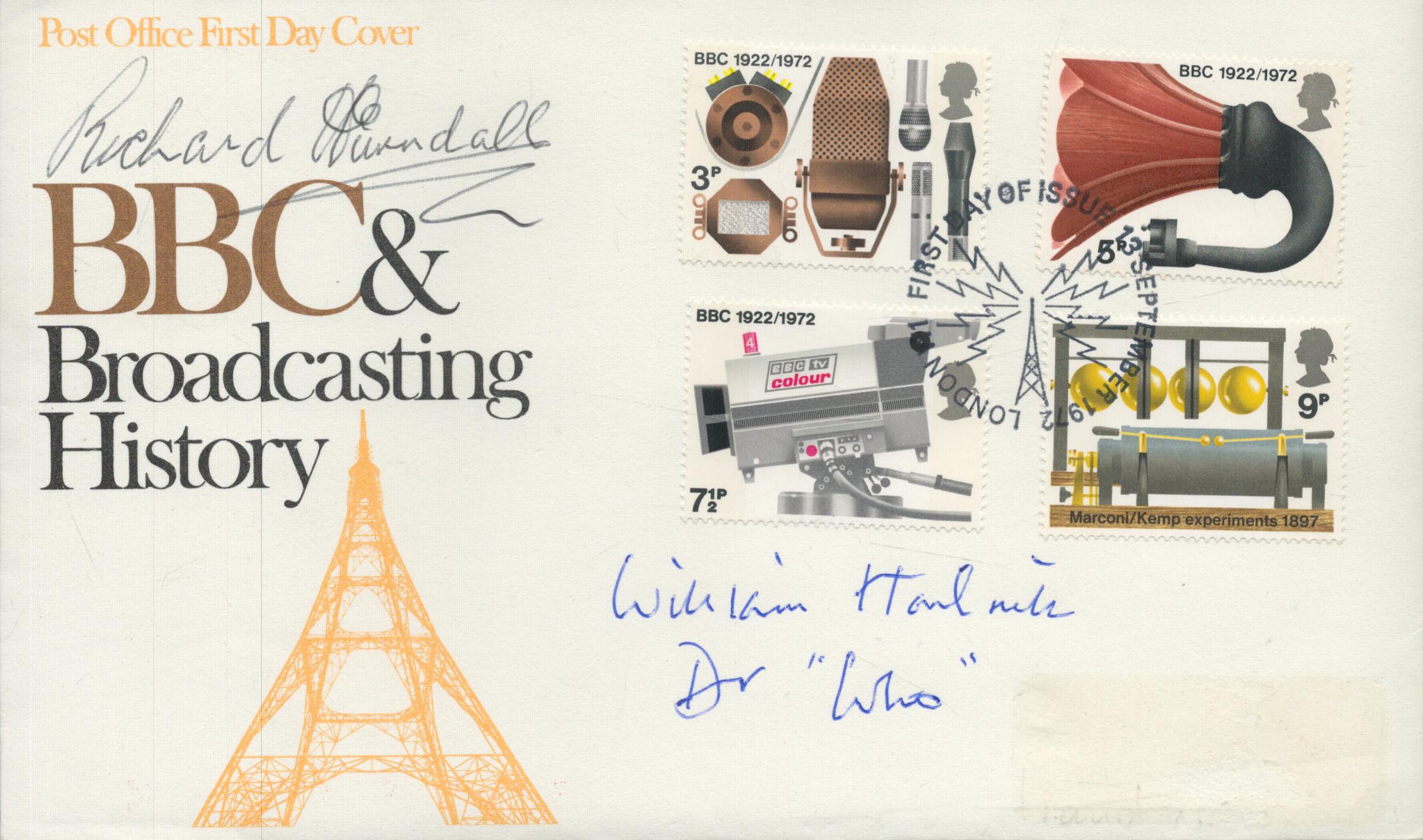 Doctor Who - a Broadcasting History FDC signed by William Hartnell (1908-1975) and Richard