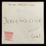 Dudley Moore and Peter Cook signed Derek and Clive record sleeve includes 33rpm vinyl record. Good