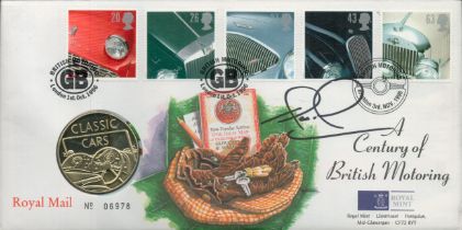 Formula 1 champ Nigel Mansell signed rare 1996 Motors Royal Mint FDC PNC with Classic Cars coin