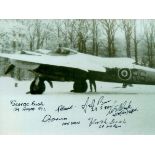 WW2 Mosquito Photo Signed 6 WW2 RAF Mosquito Pilots and Navigators. This 6" x 8" Mosquito Photo