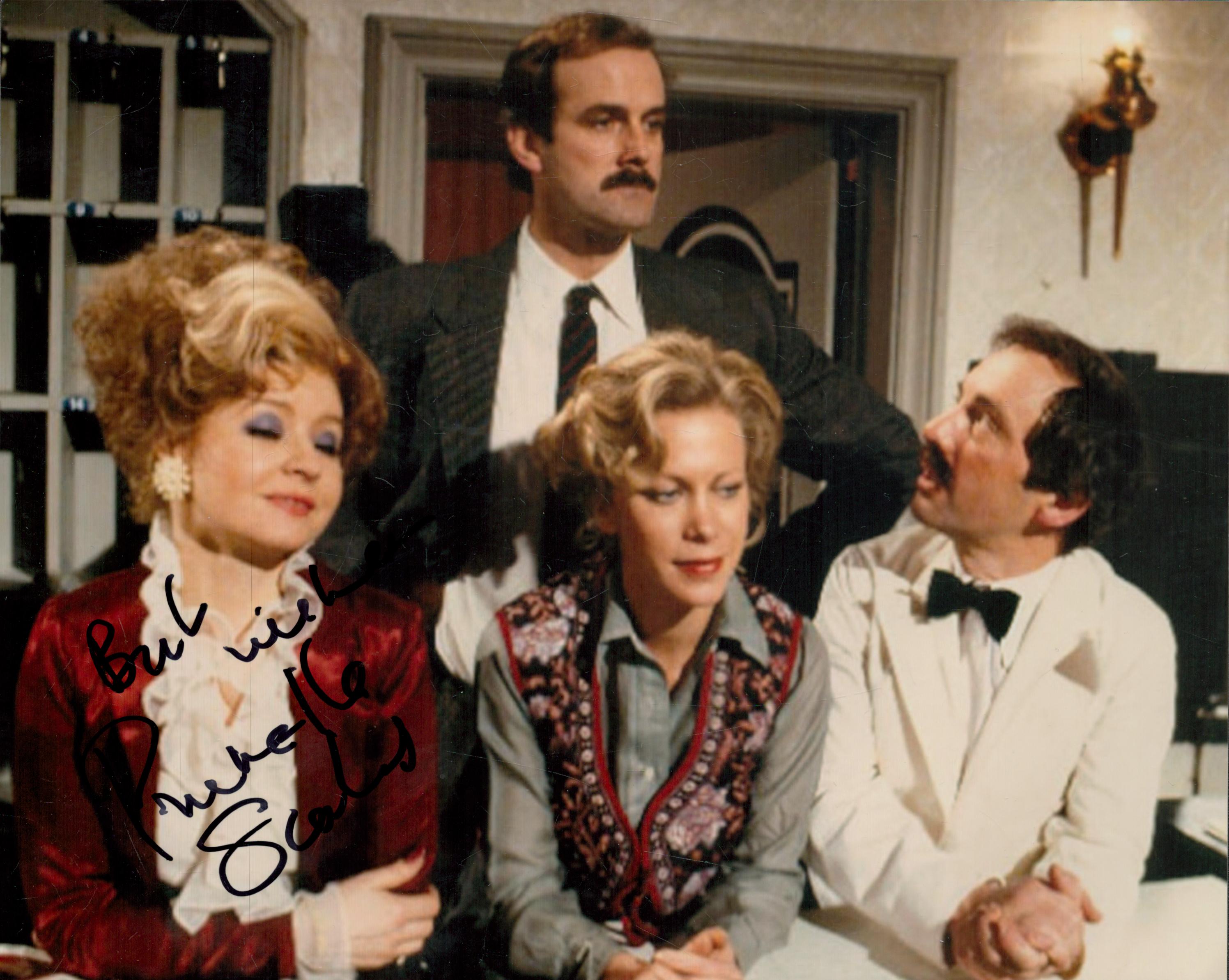 Fawlty Towers Prunella Scales signed superb 10 x 8 inch colour photo as Sibil with all the stars.