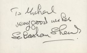 Star War Sebastian Shaw Darth Vadar signed white card to Michael, one of the rarest signatures. In