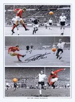 Football Autographed Geoff Hurst 1966 Montage Edition : Colorized, Measuring 16 X 12 Depicting A