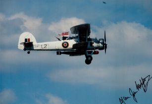 WW2 Bismarck John Moffat signed 12 x 8 inch colour Swordfish photo. John William Charlton Moffat was