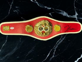 Julio Cesar Chavez signed IBF replica mini belt. Good Condition. All autographs come with a