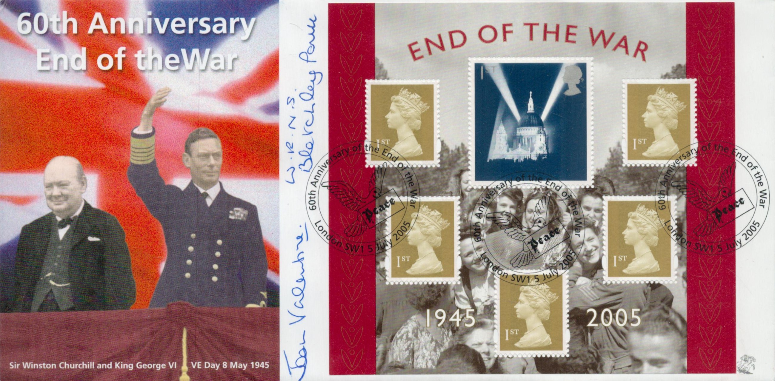 WW2 Bletchley Park codebreaker Jean Valentine signed 2005 60th ann End of the War A G Bradbury