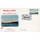 Titanic Survivor B V Dean signed 1989 Great British Liners Bardsey Island cover. Bertram boarded the