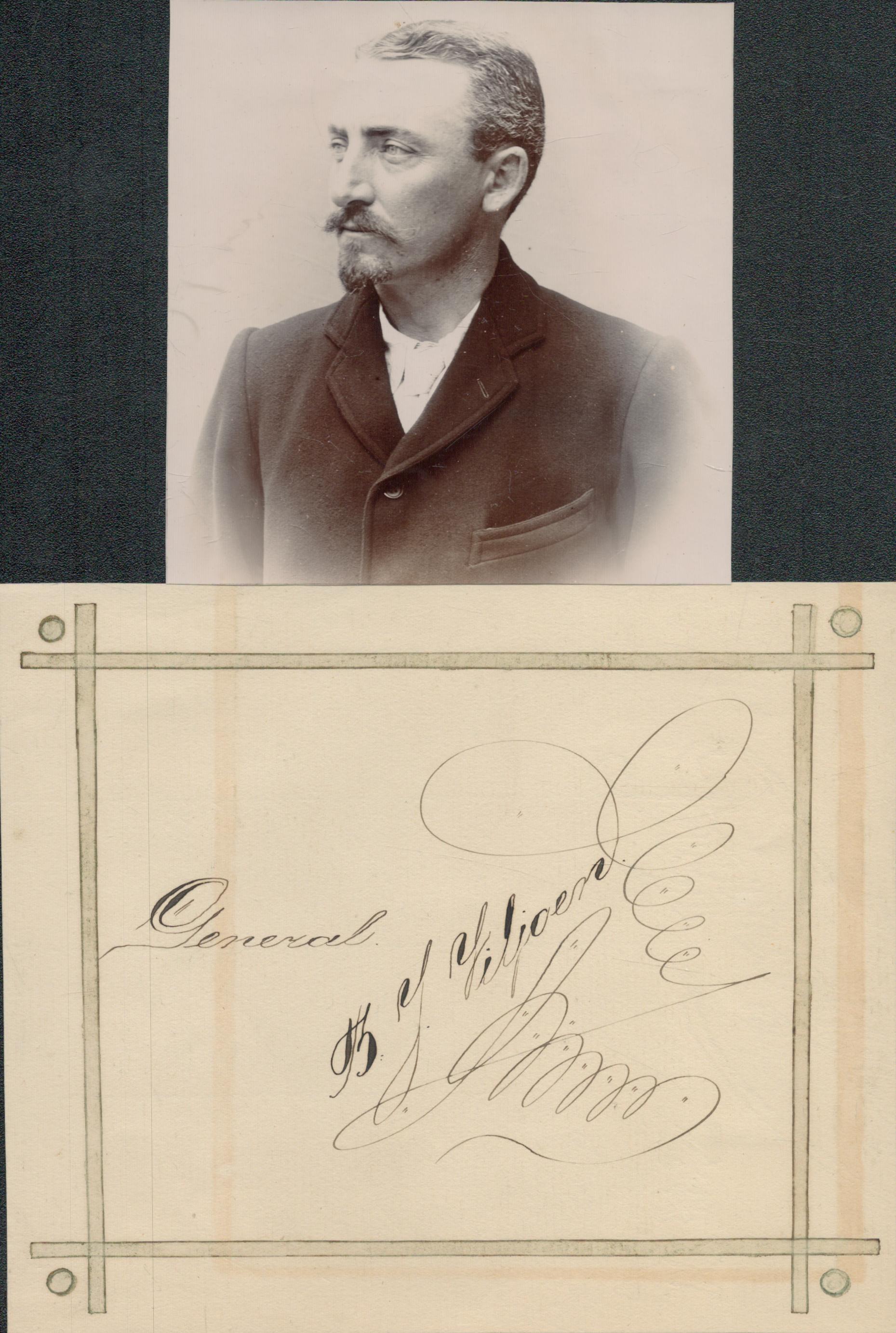 General Ben Viljoen, Boer War General, signed when a Prisoner of War on St Helena c1902. The photo