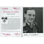 WW2 Luftwaffe fighter ace Brig Artur Pipan KC signed 7 x 5 inch b/w portrait photo along with a