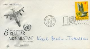 WW2 Luftwaffe ace Karl Boem Tettlebach KC RARE signed 1967 US First Flight FDC. He served in