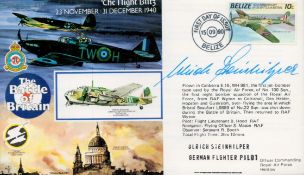 WW2 Luftwaffe Fighter ace Ulrich Steinhilper signed rare 50th ann Battle of Britain cover numbered 2