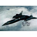 SR71 spy plane test pilot Ken Collins signed stunning Blackbird in flight photo, scarce inscribed