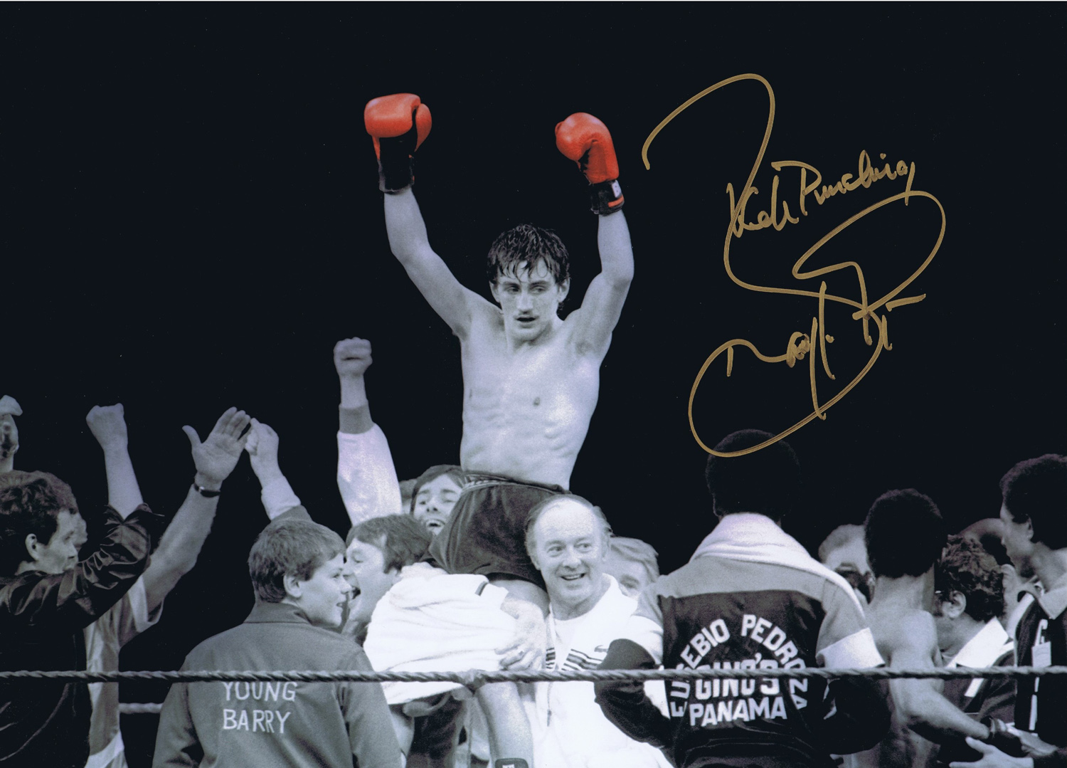 Boxing Autographed Barry Mcguigan 12 X 8 Photo : Colorized, Depicting A Wonderful Image Showing A