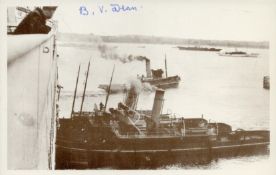 Titanic Survivor B V Dean signed 6 x 4 inch b/w Tugs take the Strain Titanic postcard. Bertram