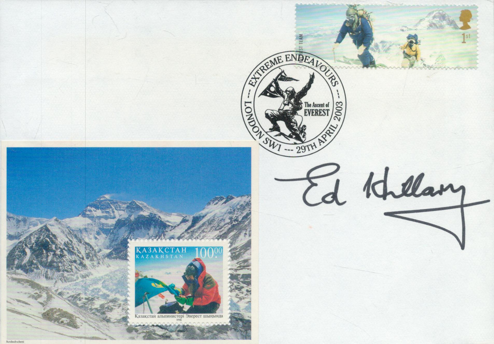 Sir Edmund Hillary signed 2003 Extreme Endeavours FDC. Sir Edmund Percival Hillary KG ONZ KBE was