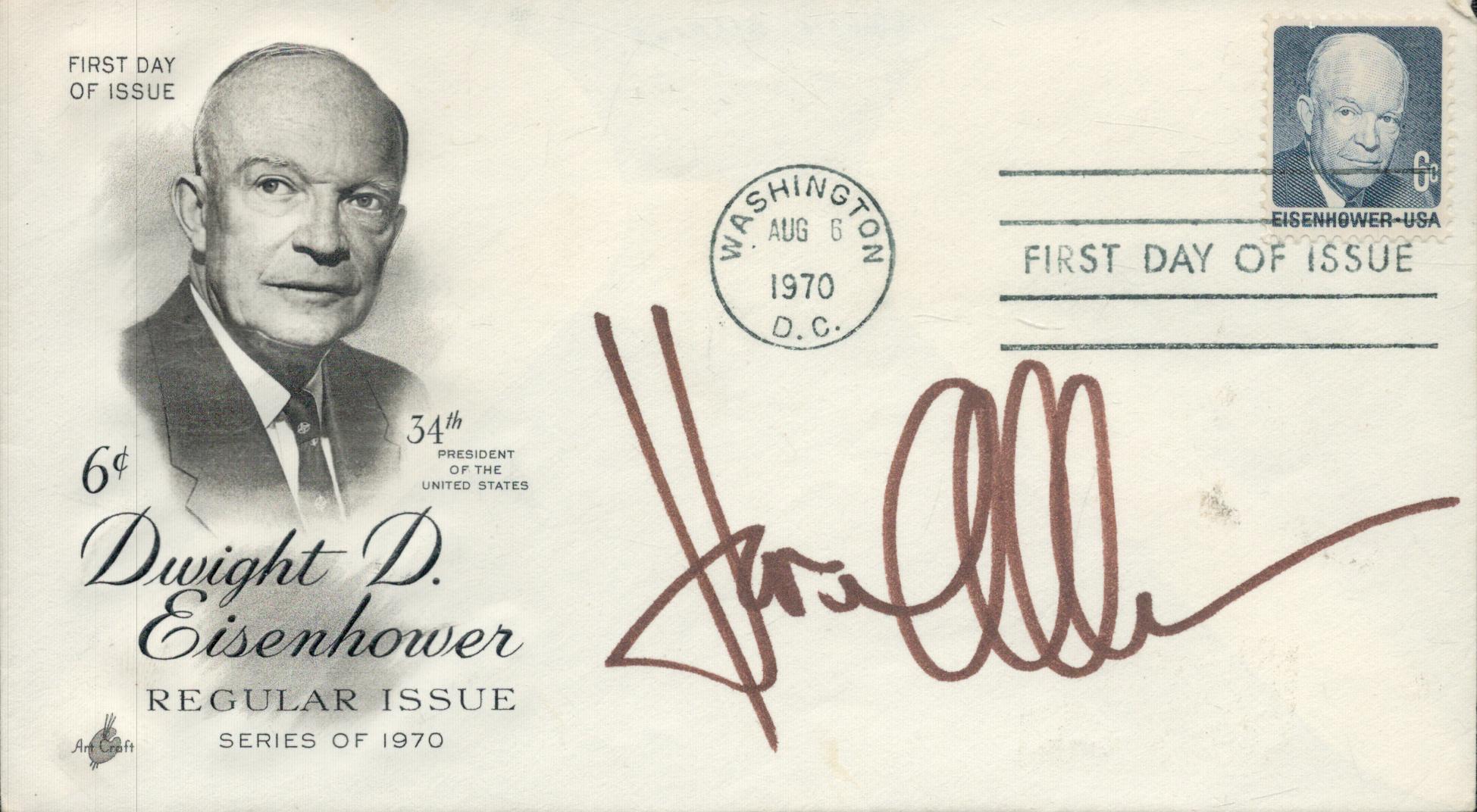 Raiders of the Lost Ark actress Karen Allen signed 1970 US Eisenhower FDC with rare Washington CDS