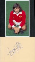 Football legend George Best signed large autograph album page with unsigned 6 x 4 inch colour Man