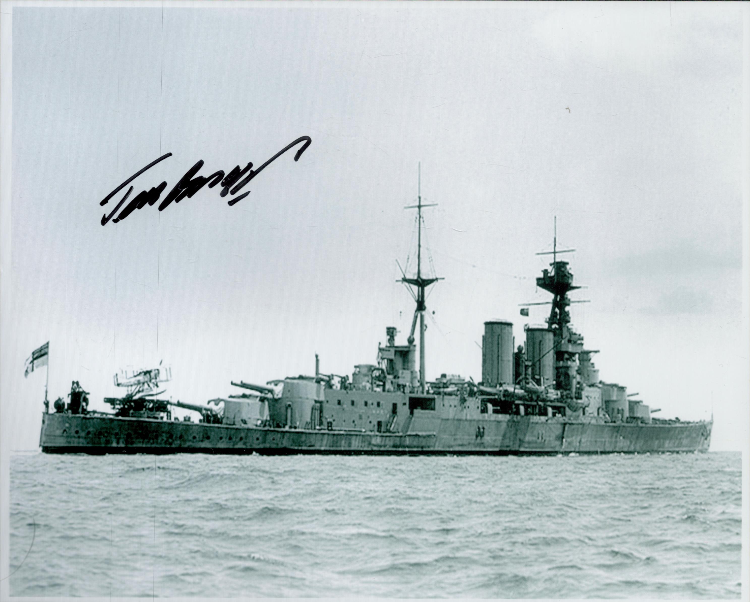 WW2 HMS Hood navy survivor Ted Briggs signed 10 x 8 inch b/w photo of the ill-fated battle ship.