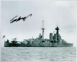WW2 HMS Hood navy survivor Ted Briggs signed 10 x 8 inch b/w photo of the ill-fated battle ship.