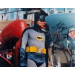 Adam West signed 10x8 inch Batman colour photo dedicated. Good Condition. All autographs come with a