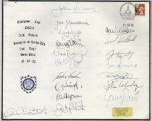 Football Leeds United 18 Squad signed European Cup cover for Match V Rangers 21/10/1992.
